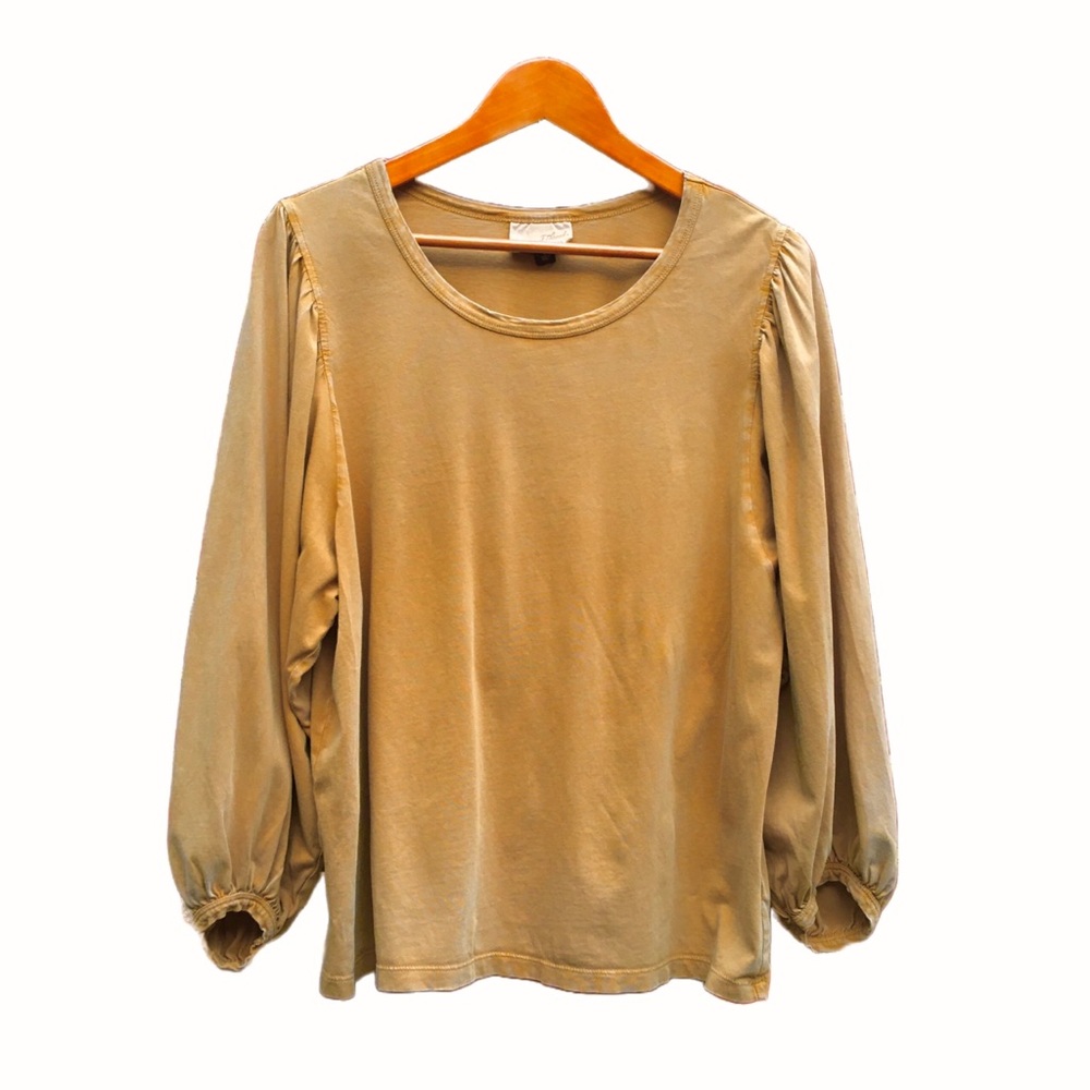 Universal Thread Puff Sleeve Long Sleeved Round Neck T-Shirt L Large Dark Yellow